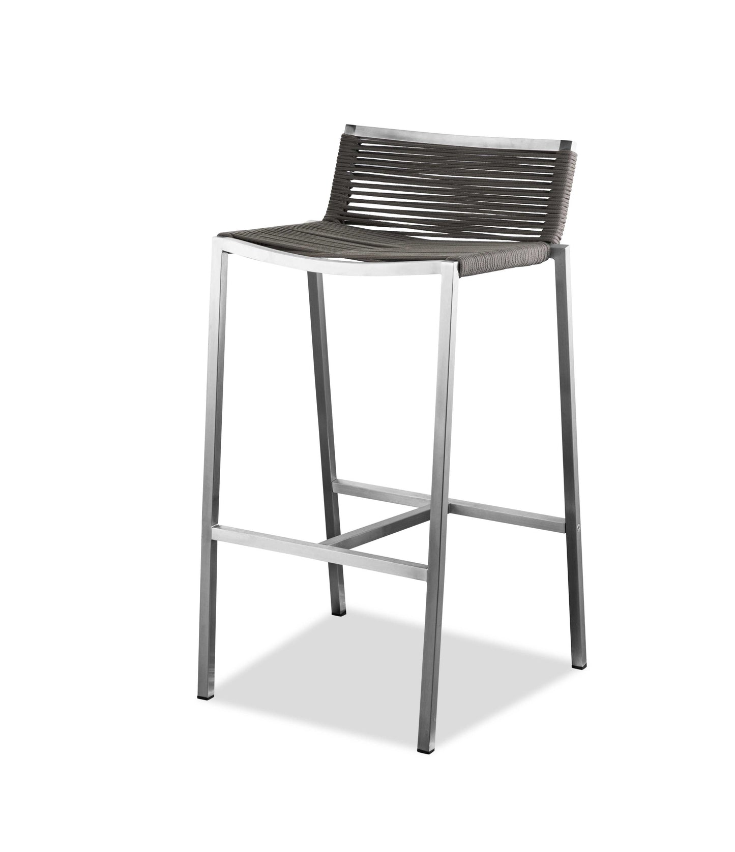 33" Brown And Silver Stainless Steel Low Back Bar Height Chair With Footrest