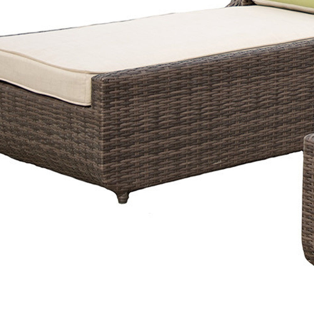 78" X 29" X 35" Brown 3Piece Outdoor Arm Chaise Lounge Set With Cushions