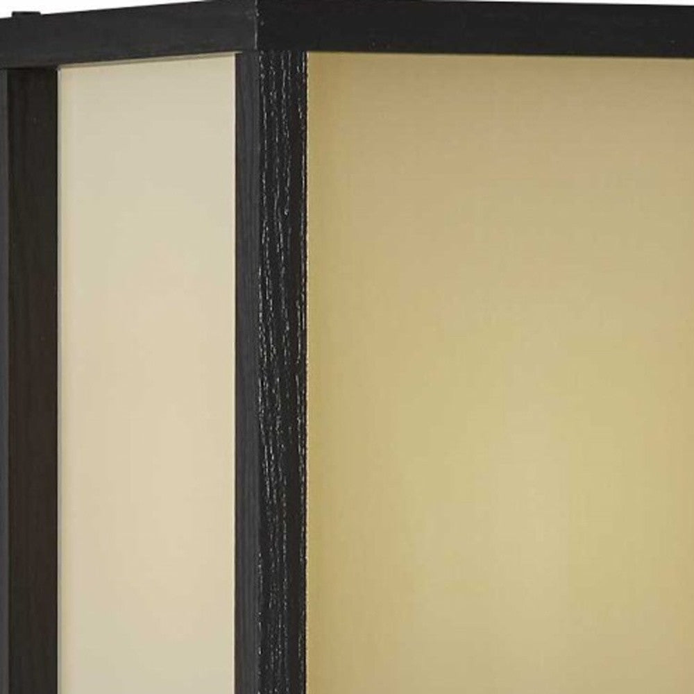 63" Brown Column Floor Lamp With Beige Square Shade