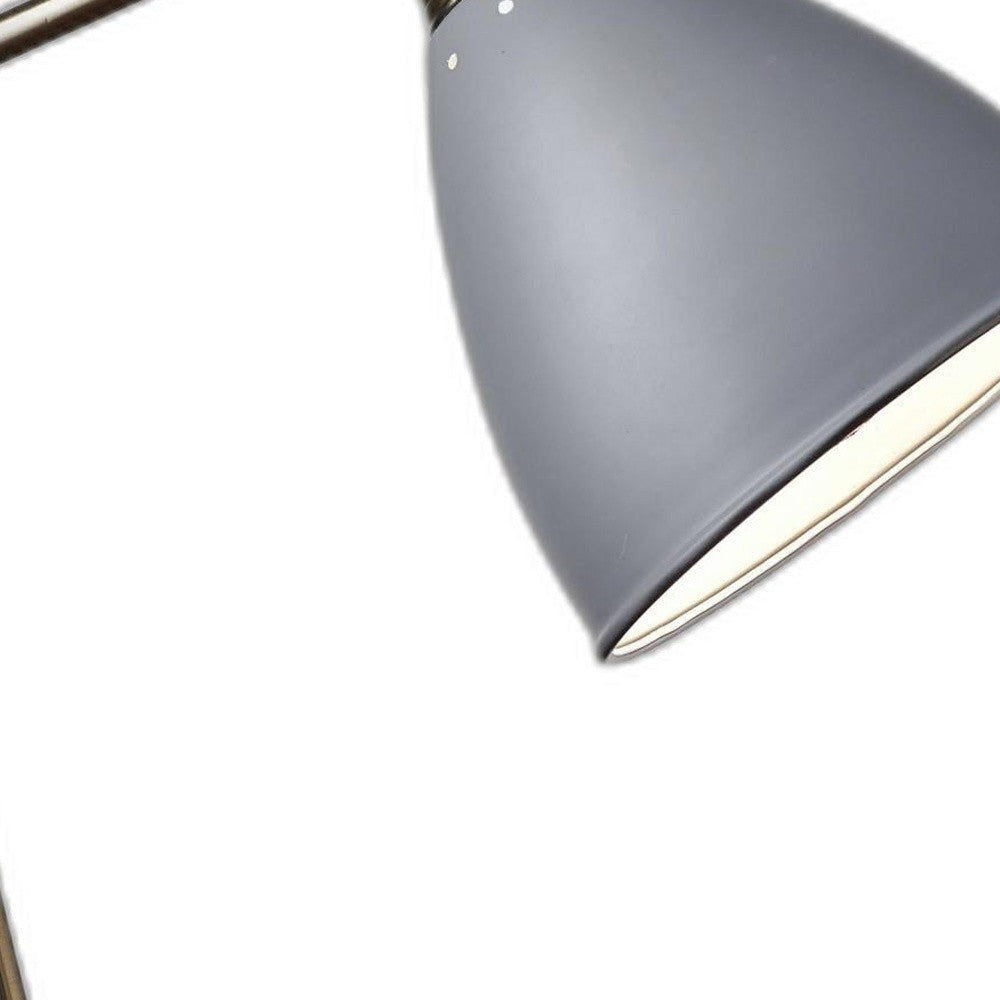White Metal And Antique Brass Adjustable Usb Port Desk Lamp