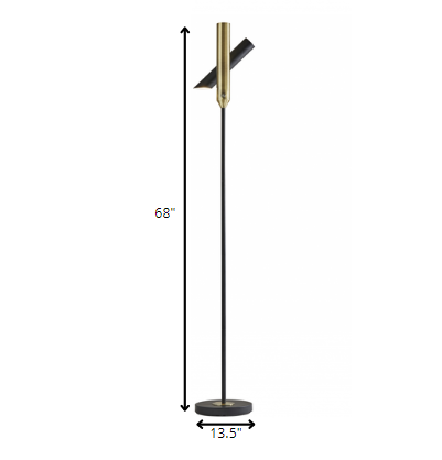 13.5" X 13.5" X 68" Black Metal Led Torchiere