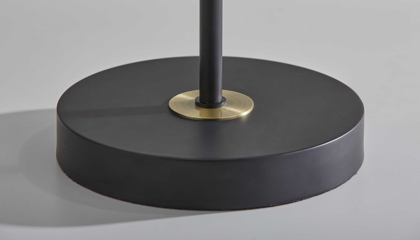 Black Metal With Brass Adjustable Swing Arm And Drum Shade Table Lamp