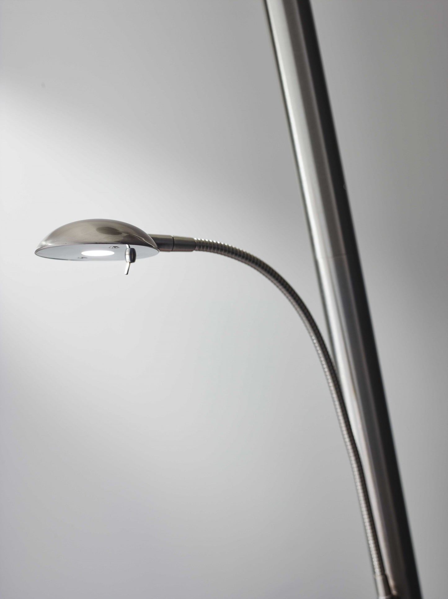 72" Steel Two Light Led Torchiere Floor Lamp With White Solid Color Cone Shade