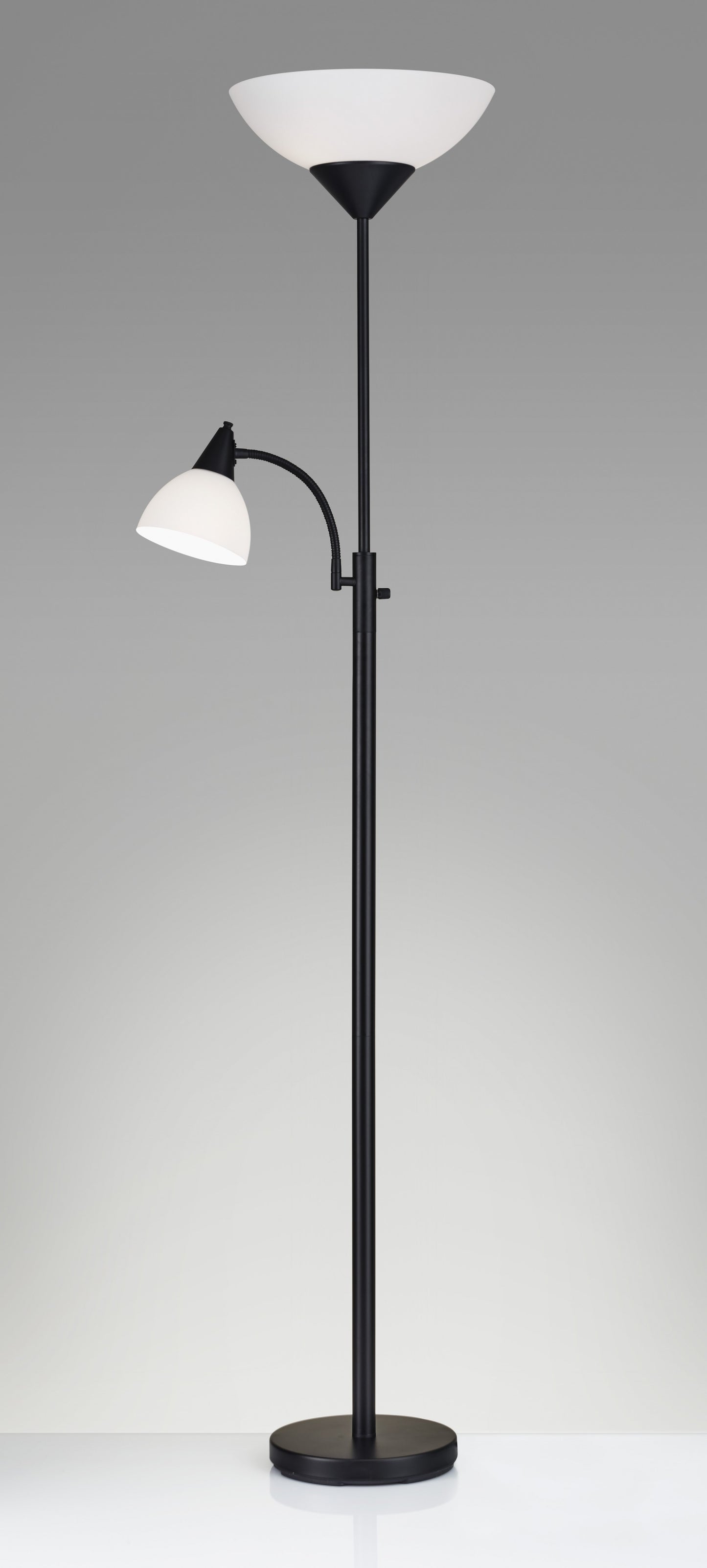 71" Two Light Novelty Floor Lamp With White Bowl Shade