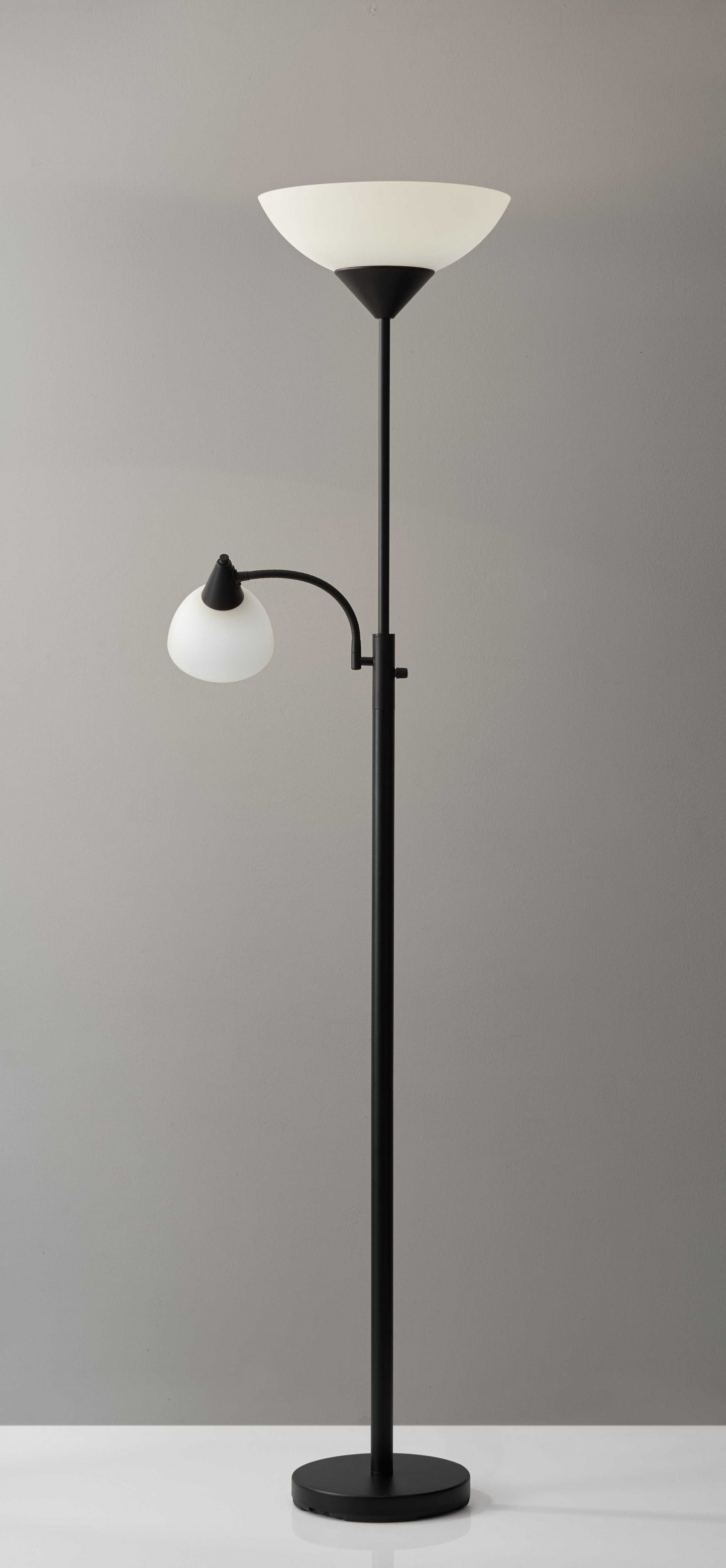 71" Two Light Novelty Floor Lamp With White Bowl Shade