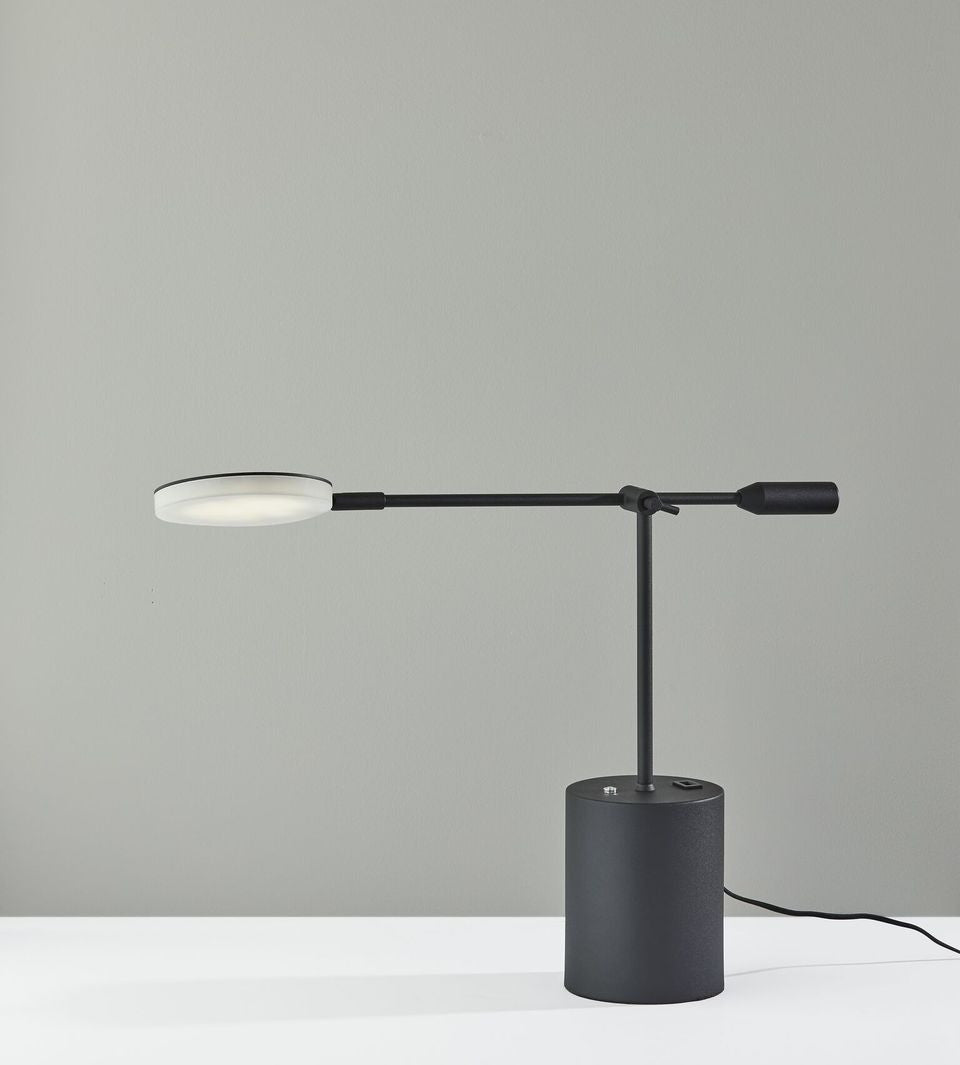 Black Metal Saucer Led Adjustable Desk Lamp