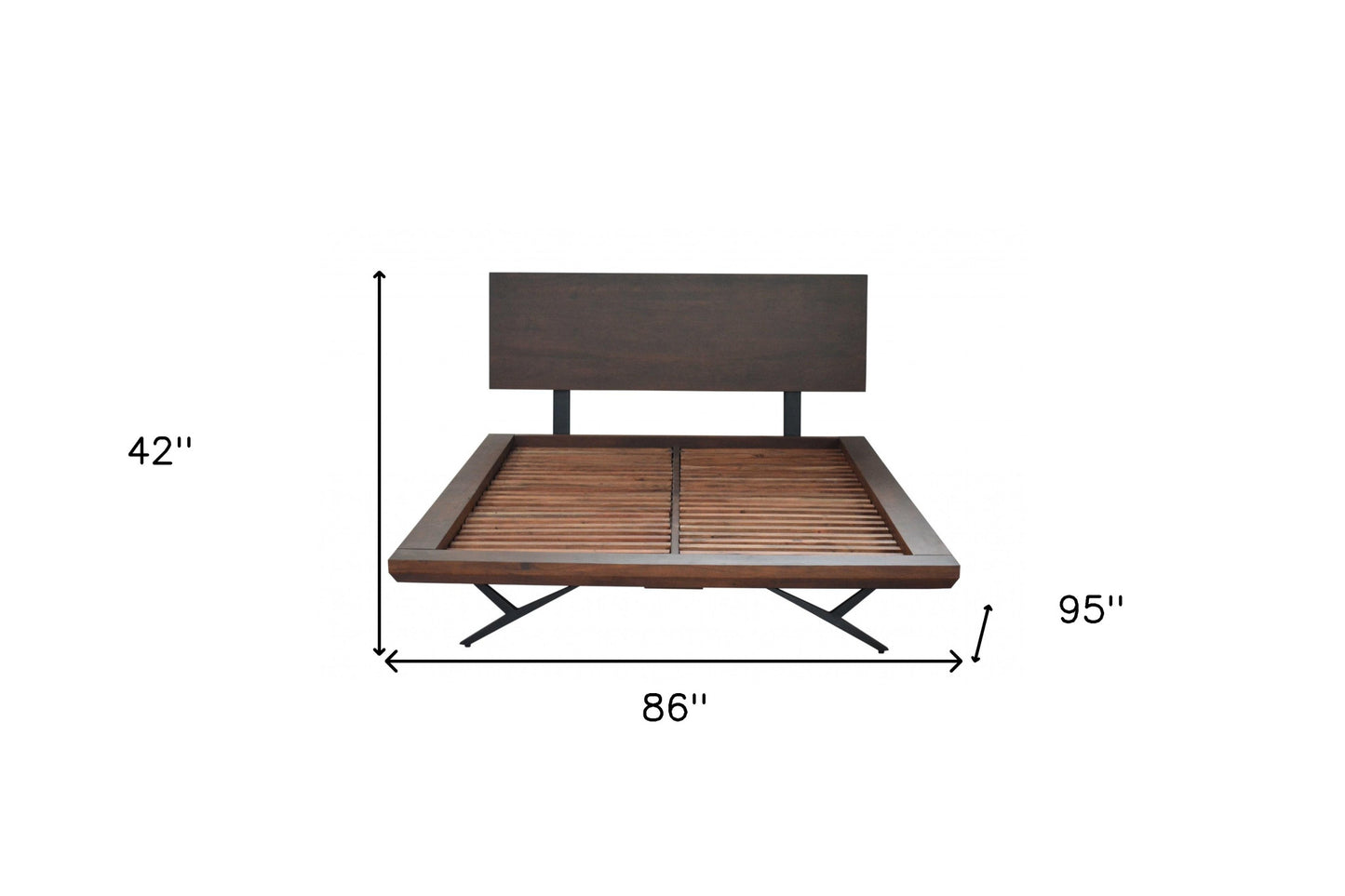 Brown And Black Wood Metal King Size Bed