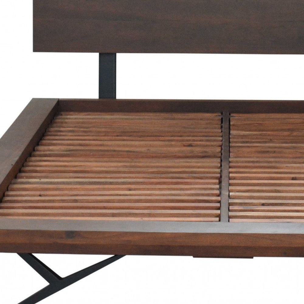 Brown And Black Wood Metal King Size Bed