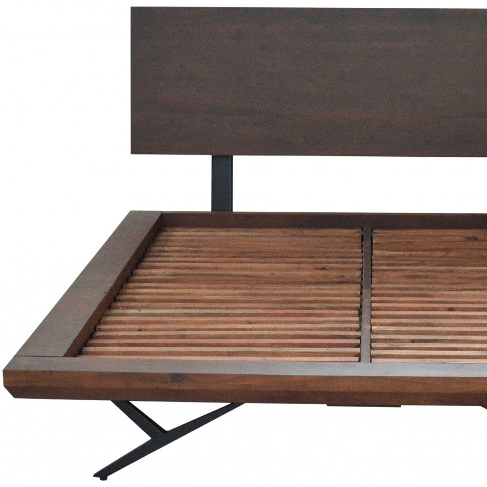 Brown And Black Wood Metal King Size Bed