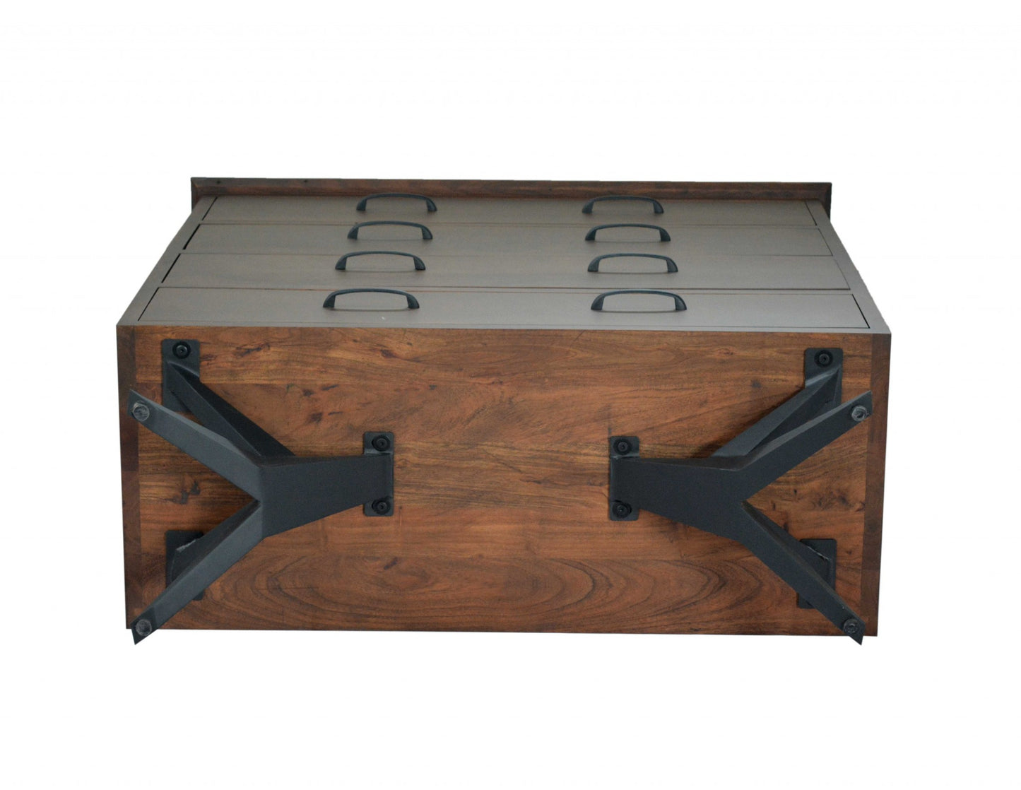 18" Brown And Black Solid Wood Four Drawer Chest
