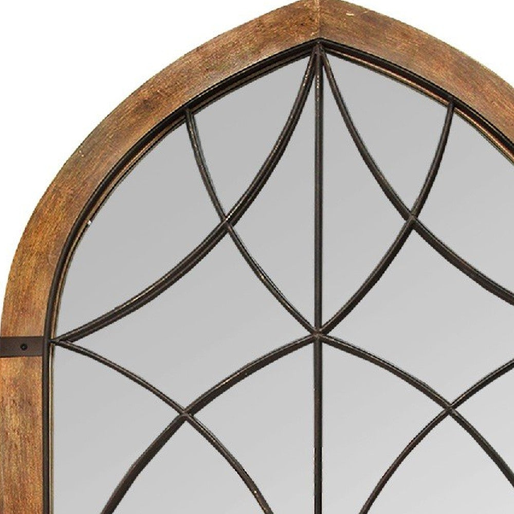 Cathedral Wood Framed Vintage Mirror