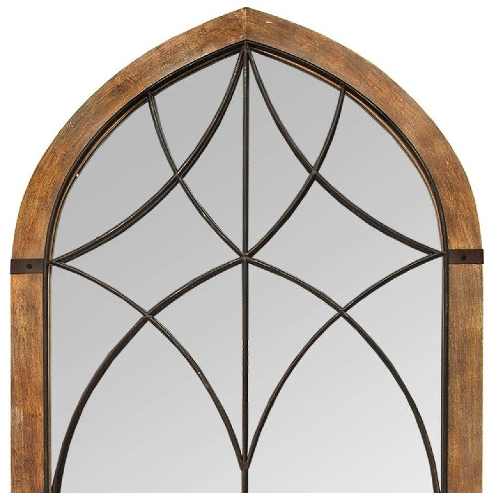 Cathedral Wood Framed Vintage Mirror