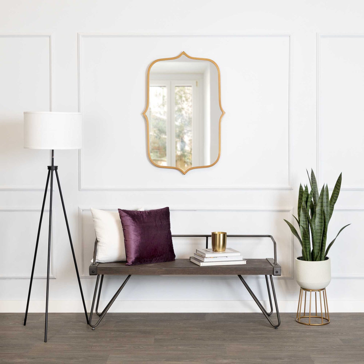Antiqued Gold Scallop Framed Mirror