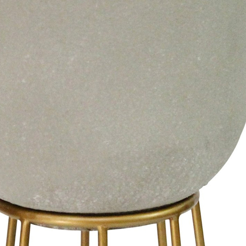 Faux Cement And Golden Metal Decorative Plant Stand