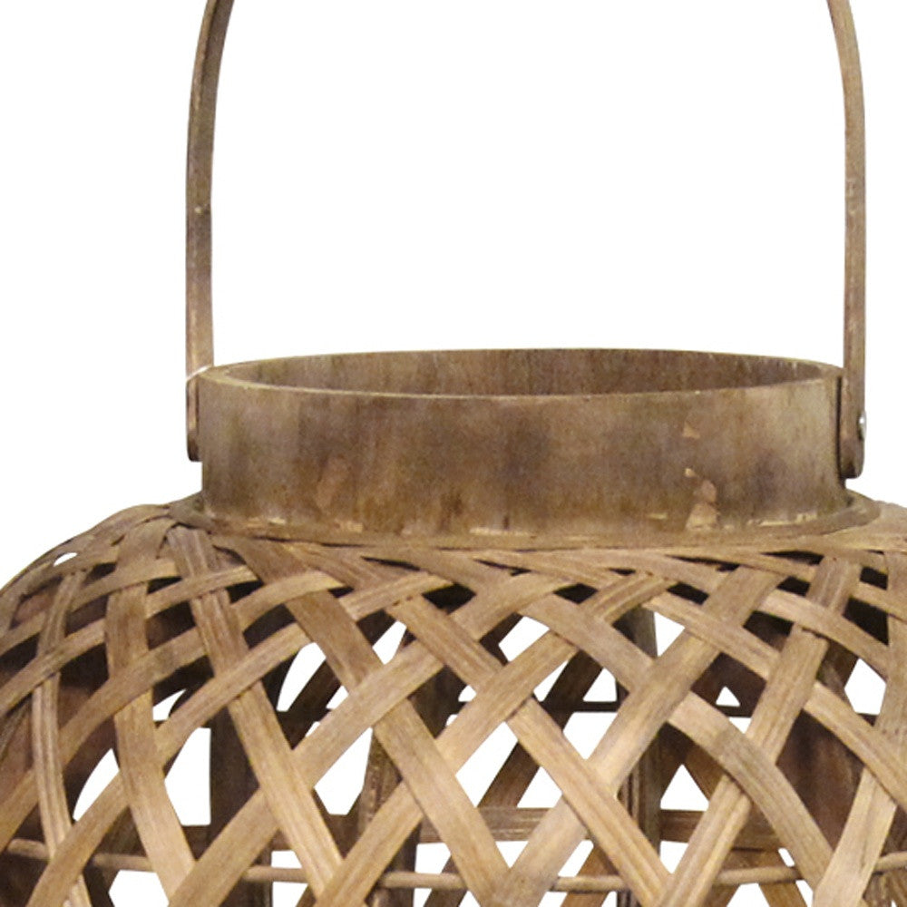 Coastal Bamboo And Wood Lantern Stand