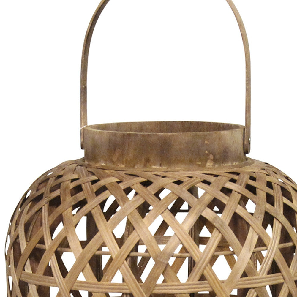 Coastal Bamboo And Wood Lantern Stand