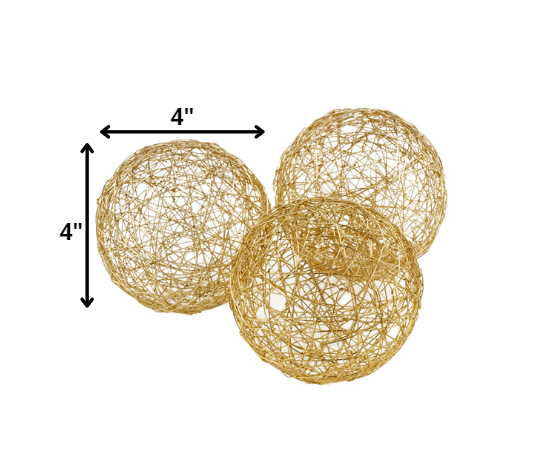 4" X 4" X 4" Gold Iron Wire Spheres Box Of 3