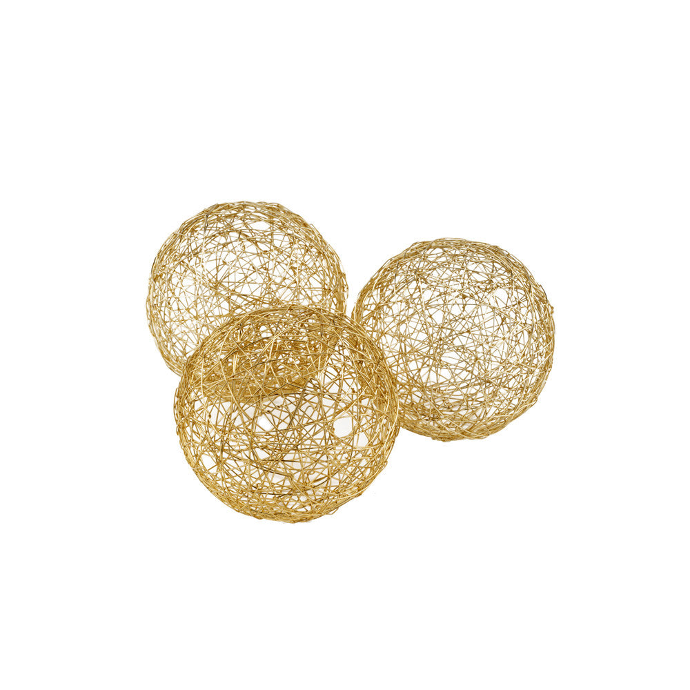 4" X 4" X 4" Gold Iron Wire Spheres Box Of 3
