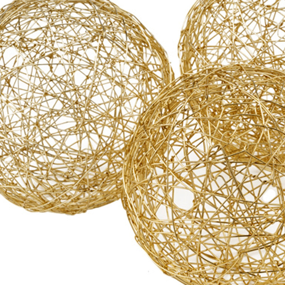 4" X 4" X 4" Gold Iron Wire Spheres Box Of 3