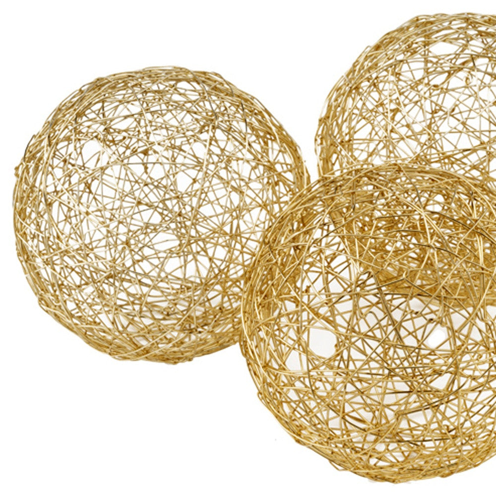 4" X 4" X 4" Gold Iron Wire Spheres Box Of 3
