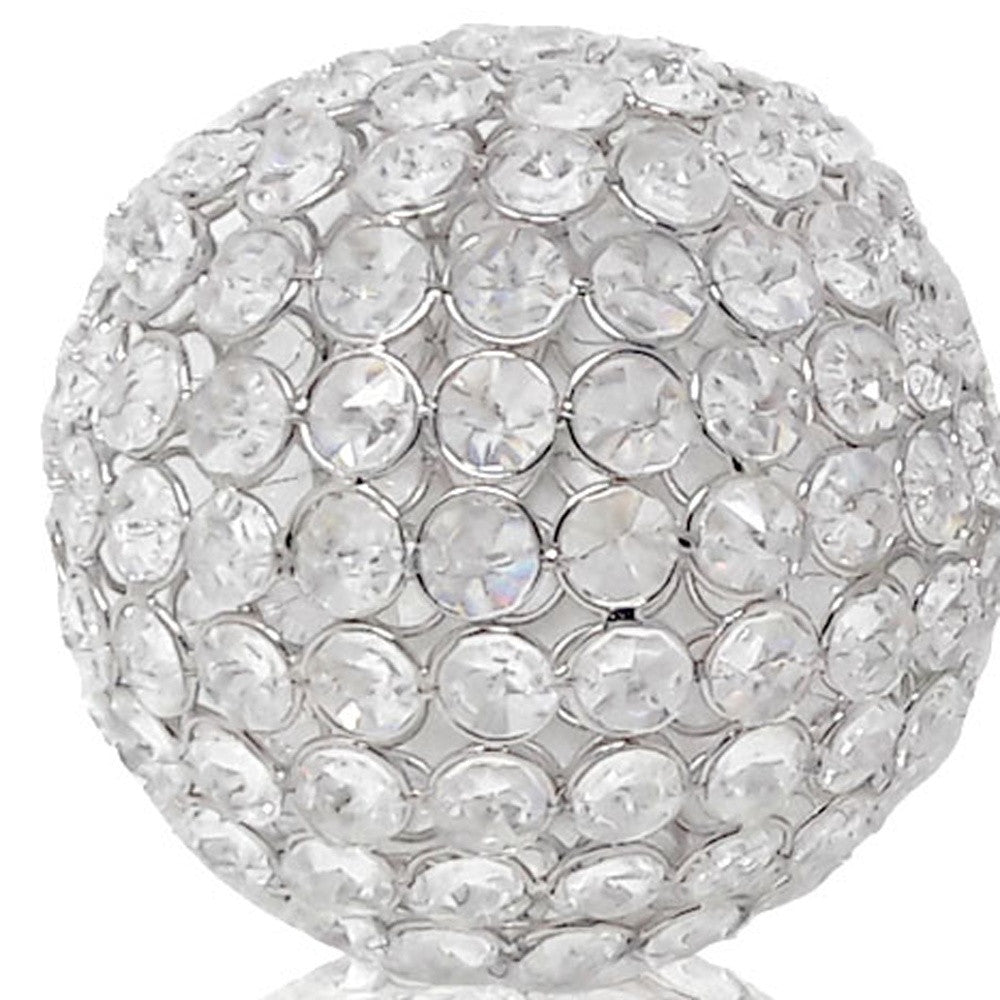 5" X 5" X 5" Silver Iron & Cristal Spheres Set Of 2
