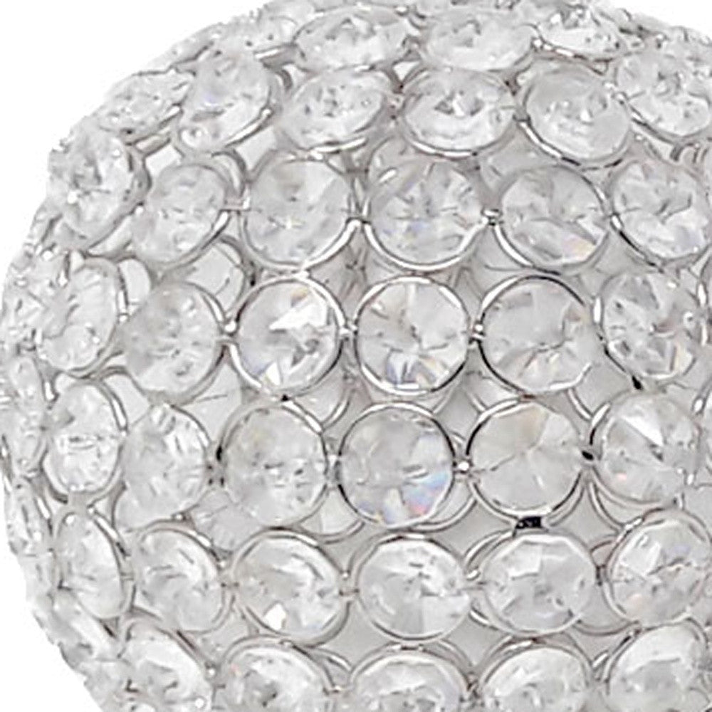5" X 5" X 5" Silver Iron & Cristal Spheres Set Of 2