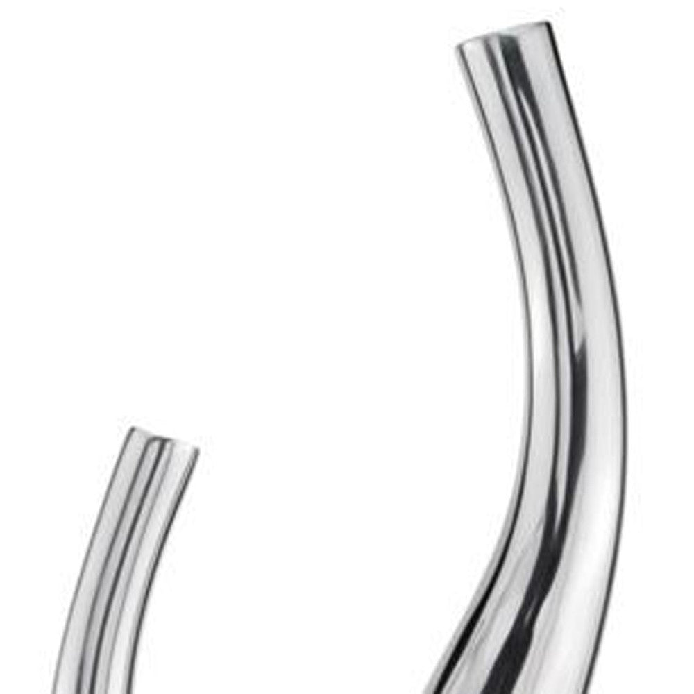 Set Of 2 Modern Tall Silver Squiggly Floor Vases
