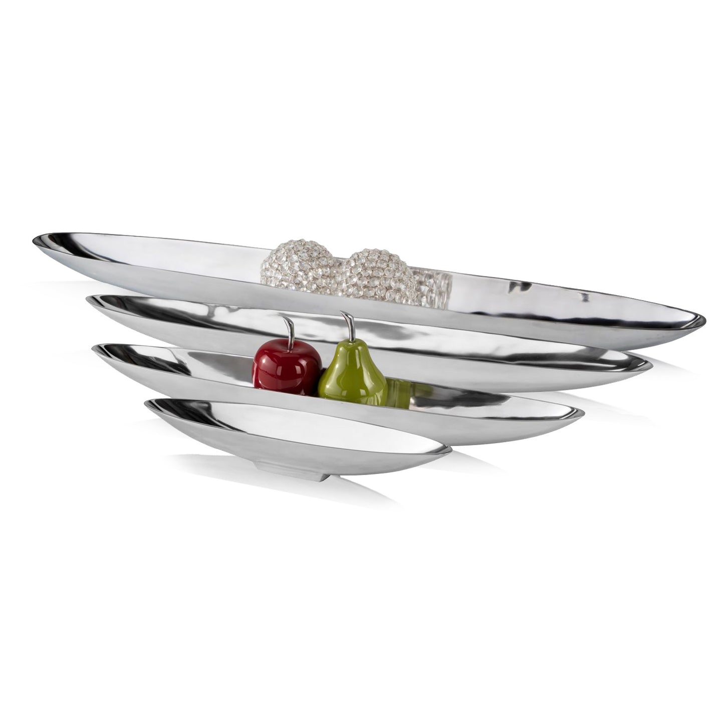 47" Contempo Shiny Silver Extra Large Long Boat Tray