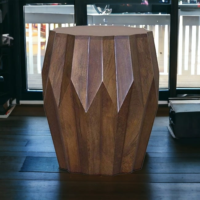 22" Deep Brown And Dark Brown Solid Wood End Table