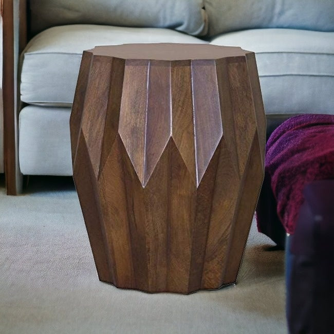 22" Deep Brown And Dark Brown Solid Wood End Table