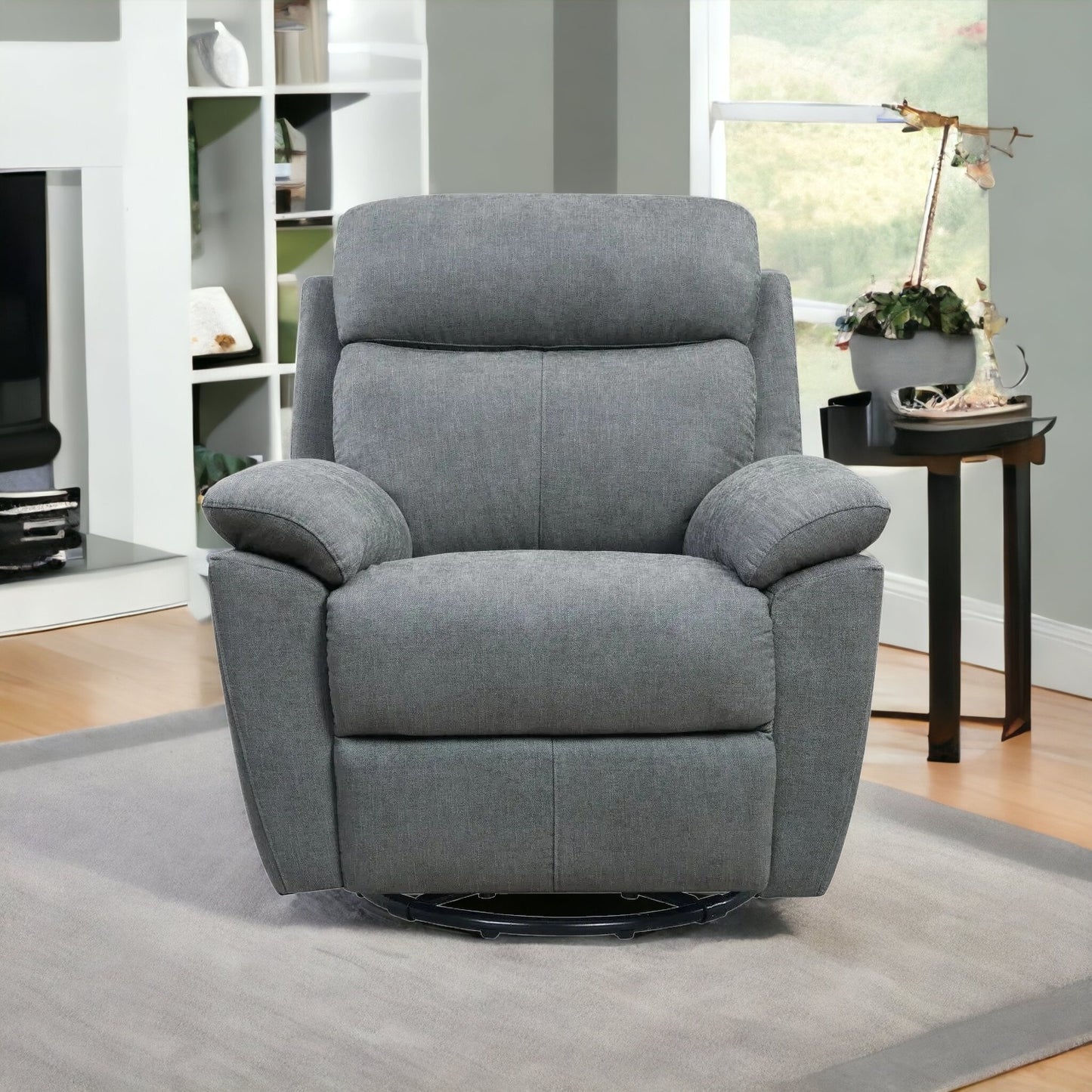 35" Blue Fabric Power Recliner with USB