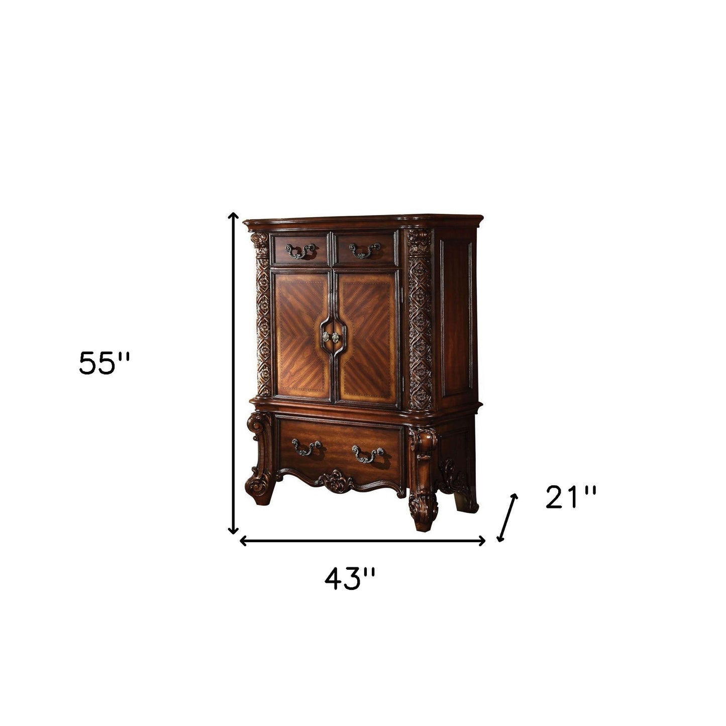 43" X 21" X 55" Cherry Wood Chest