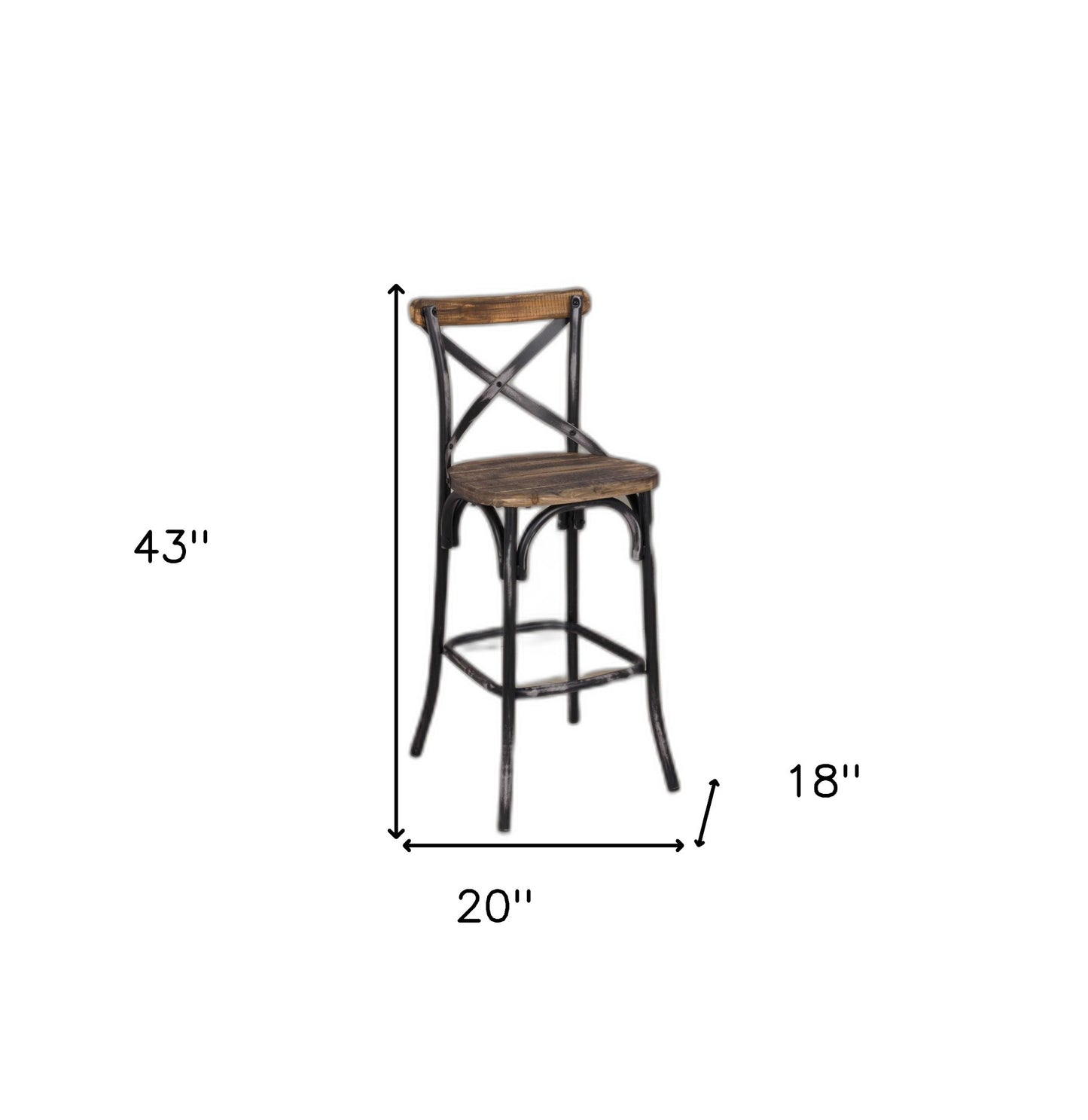 Antique Black Reclaimed Wooden Bar Chair