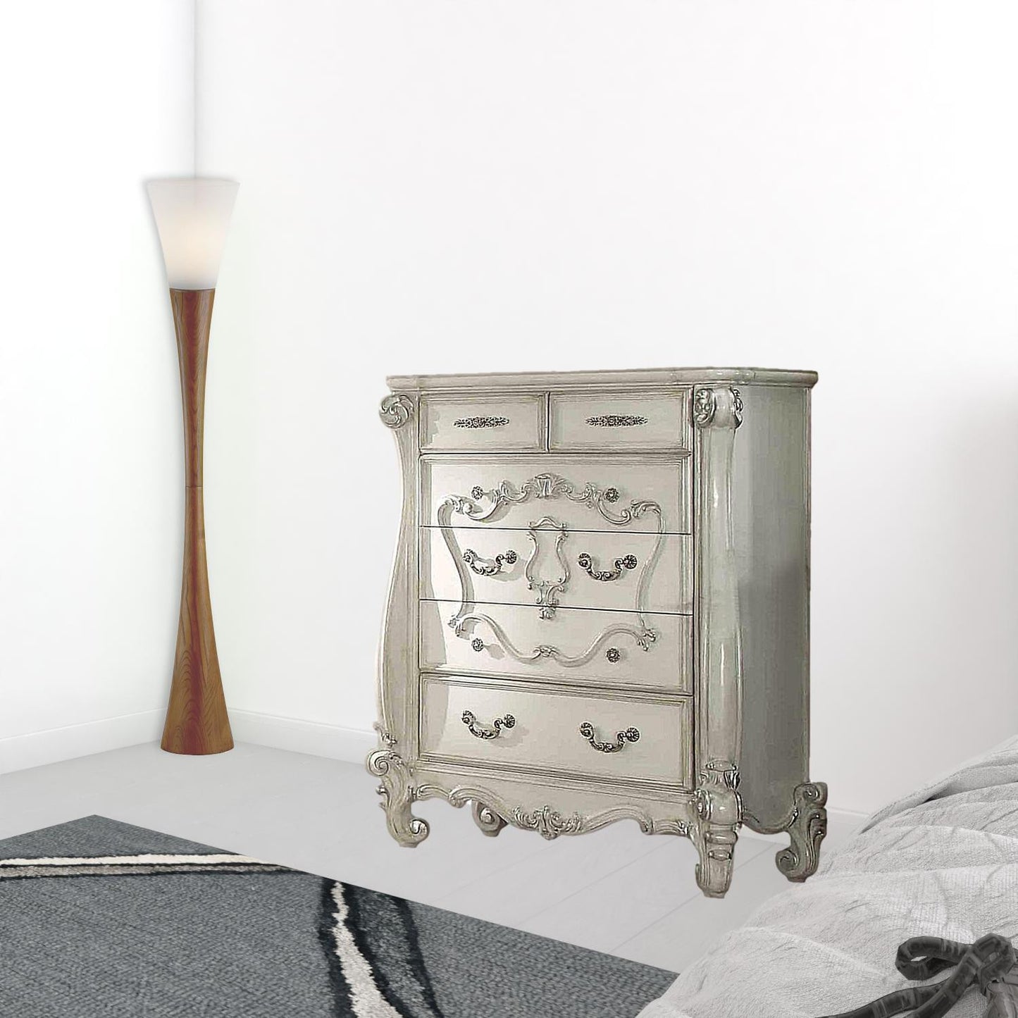 47" X 22" X 55" Bone White Wood Chest
