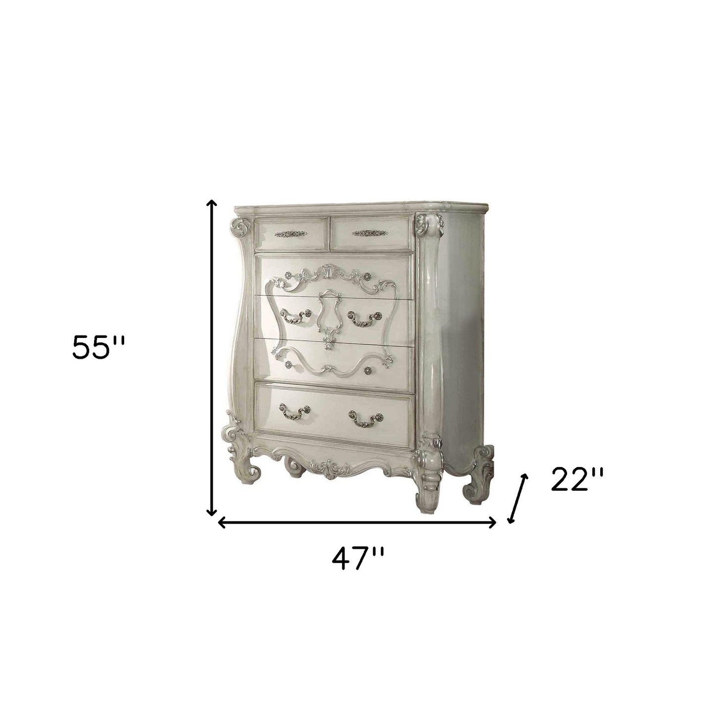47" X 22" X 55" Bone White Wood Chest