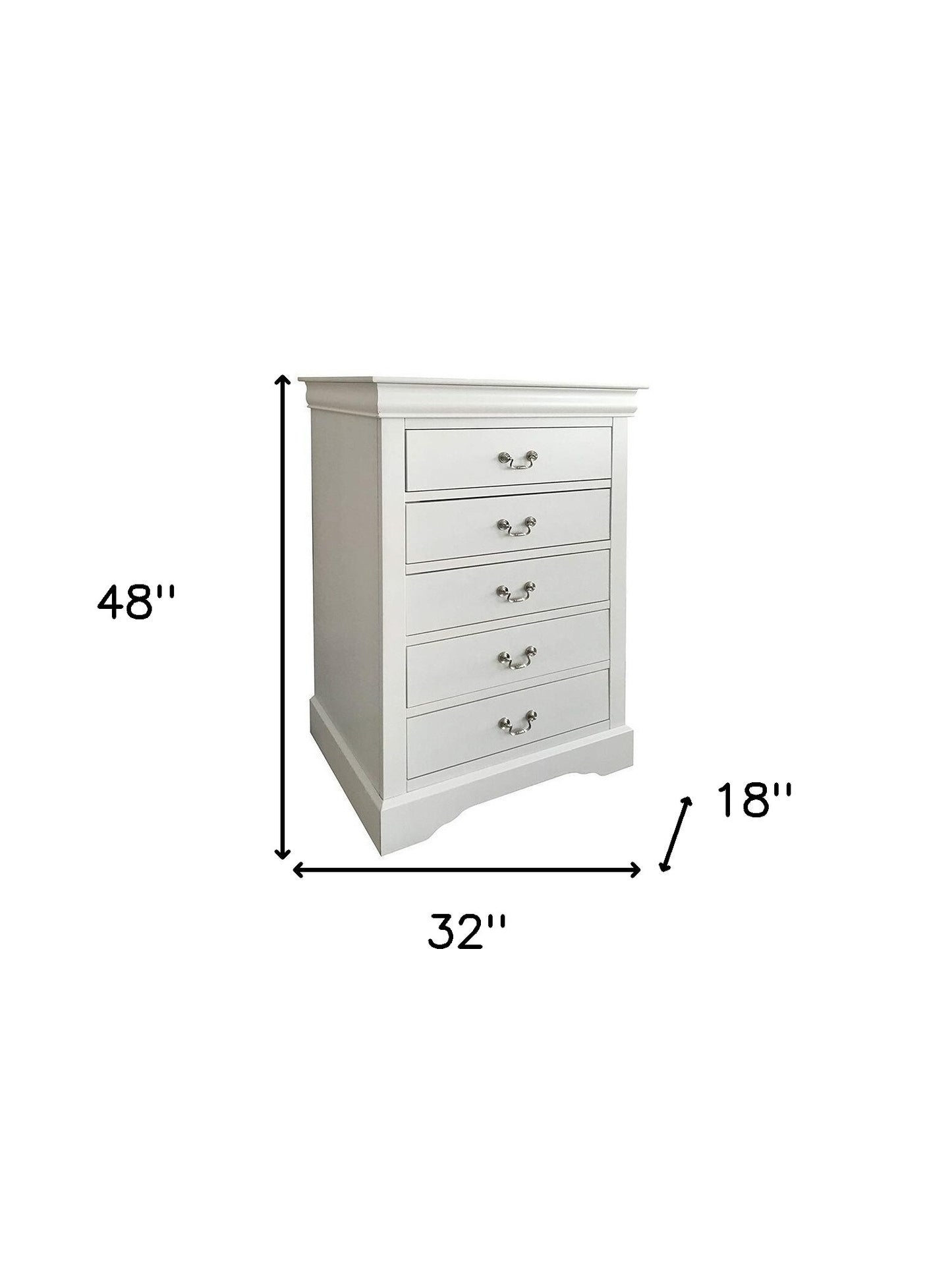 32" White Manufactured Wood Five Drawer Chest