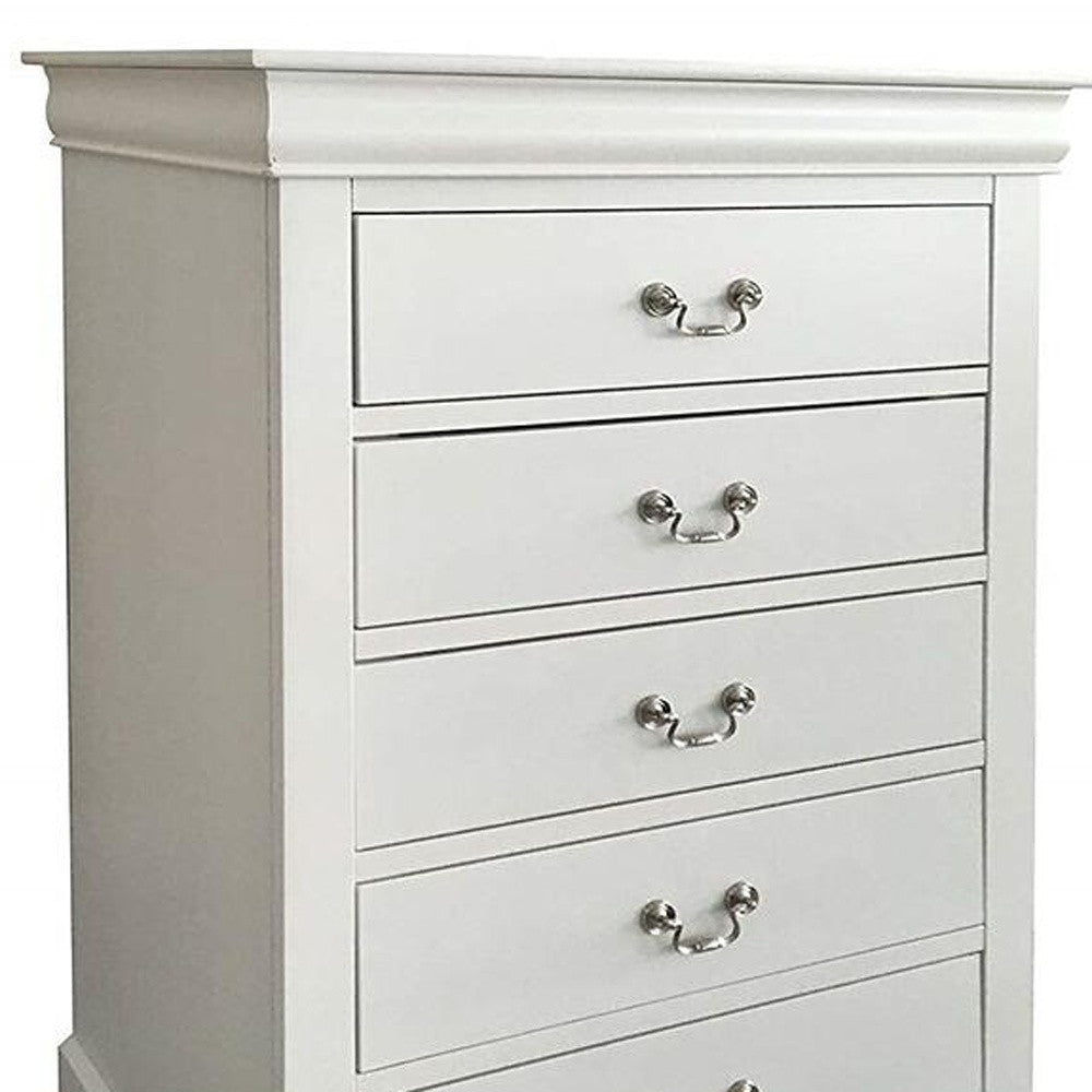 32" White Manufactured Wood Five Drawer Chest