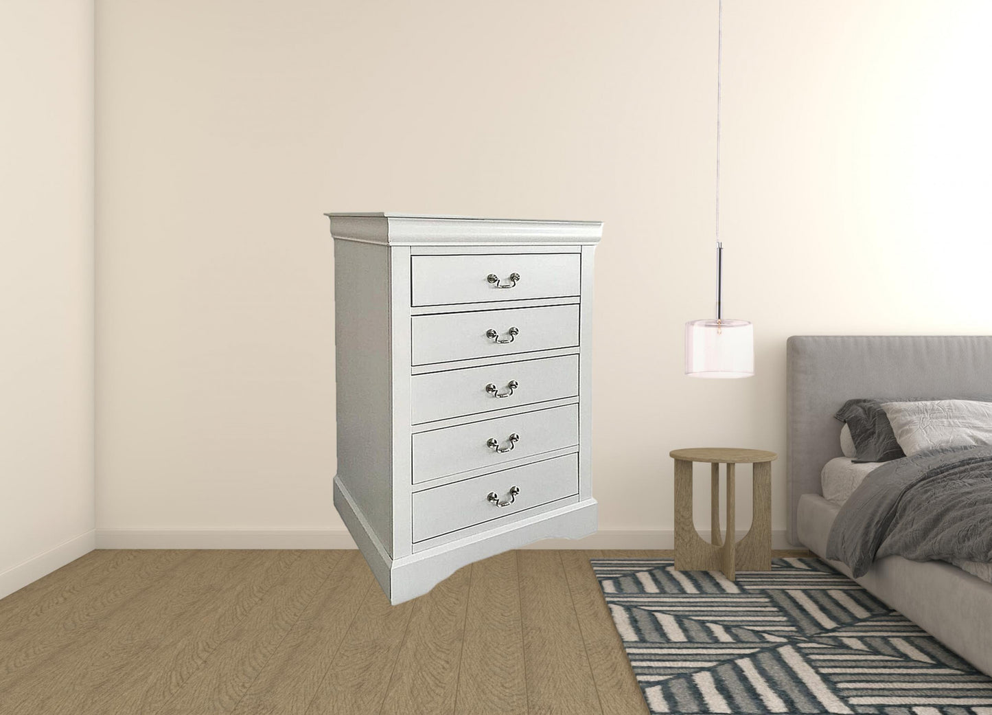 32" White Manufactured Wood Five Drawer Chest