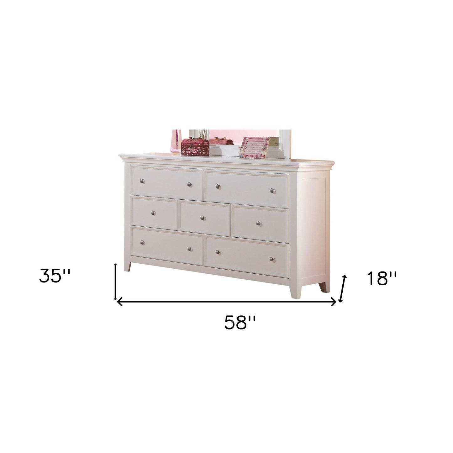 57" X 15" X 33" Cherry Wood Dresser
