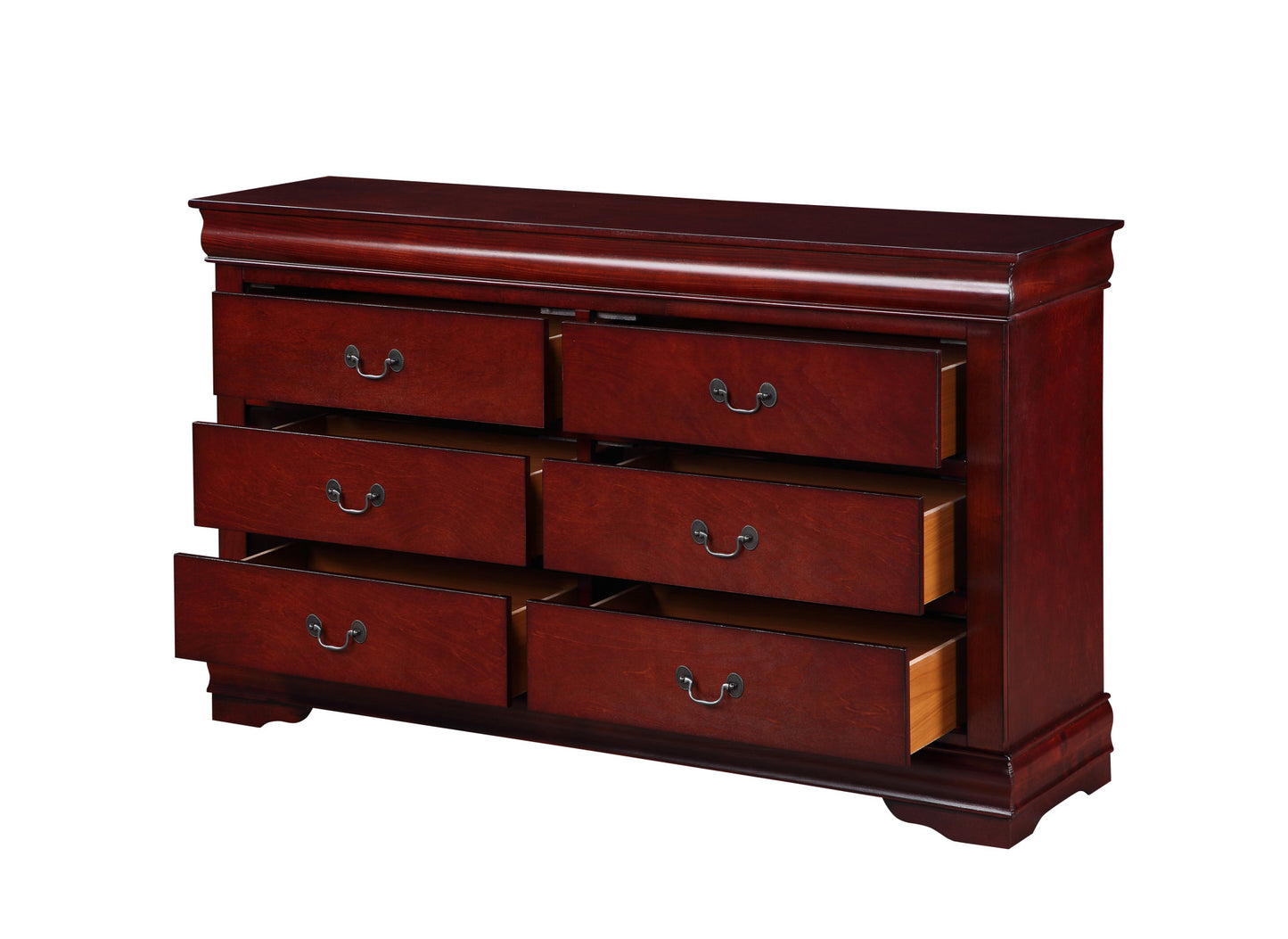 57" X 15" X 33" Cherry Wood Dresser