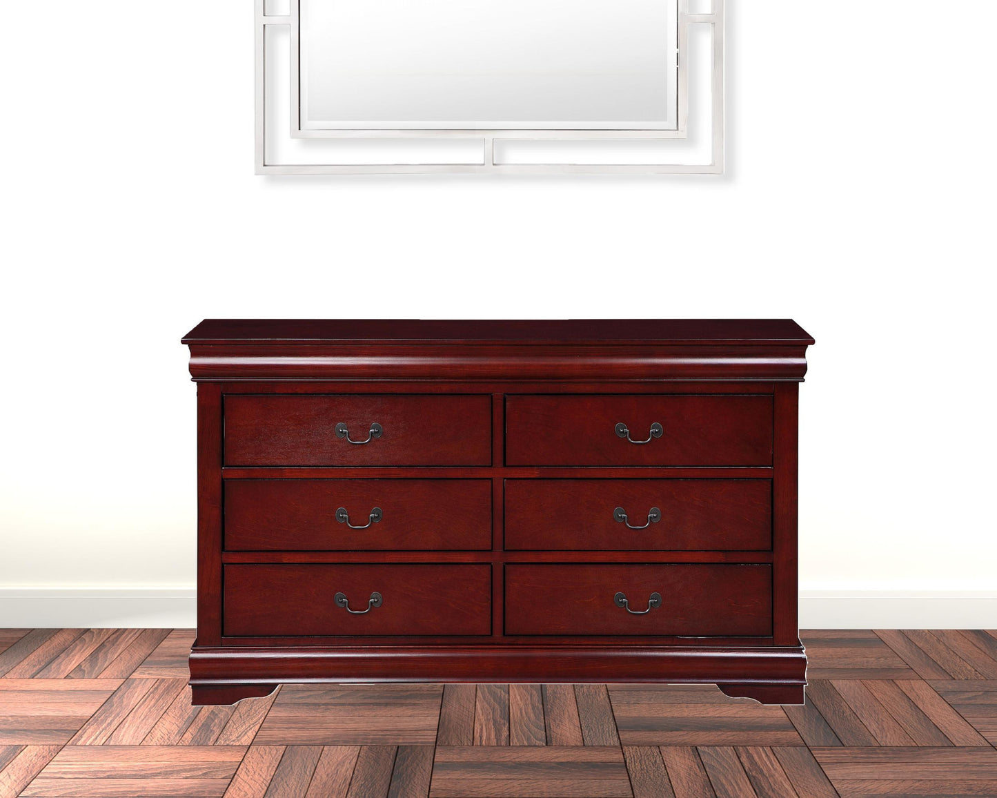 57" X 15" X 33" Cherry Wood Dresser