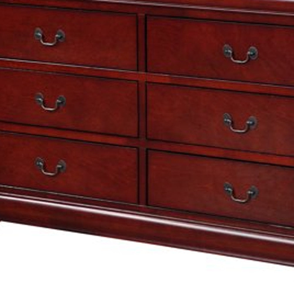57" X 15" X 33" Cherry Wood Dresser