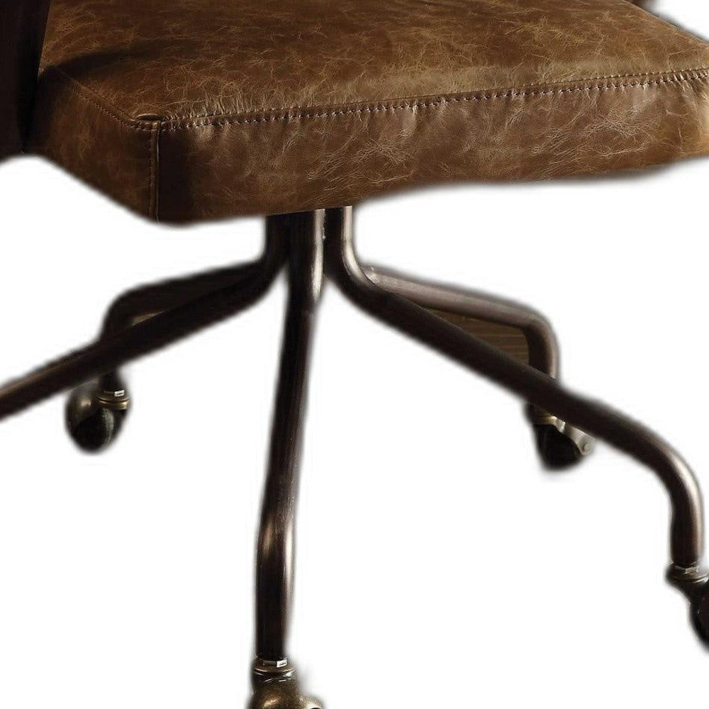 24" X 25" X 32" Vintage Whiskey Leather Office Chair