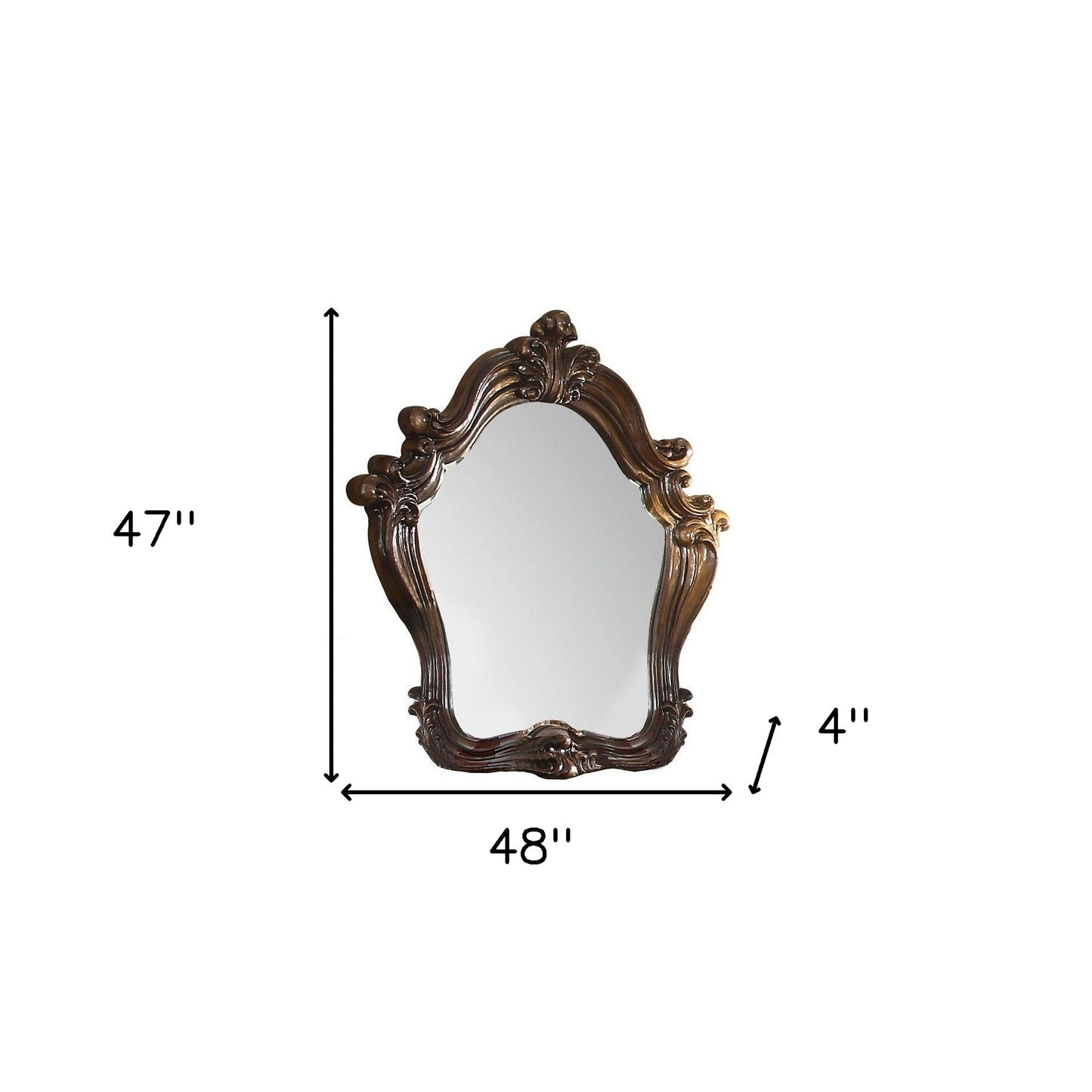 Brown Crowned top Dresser Solid Wood Mirror