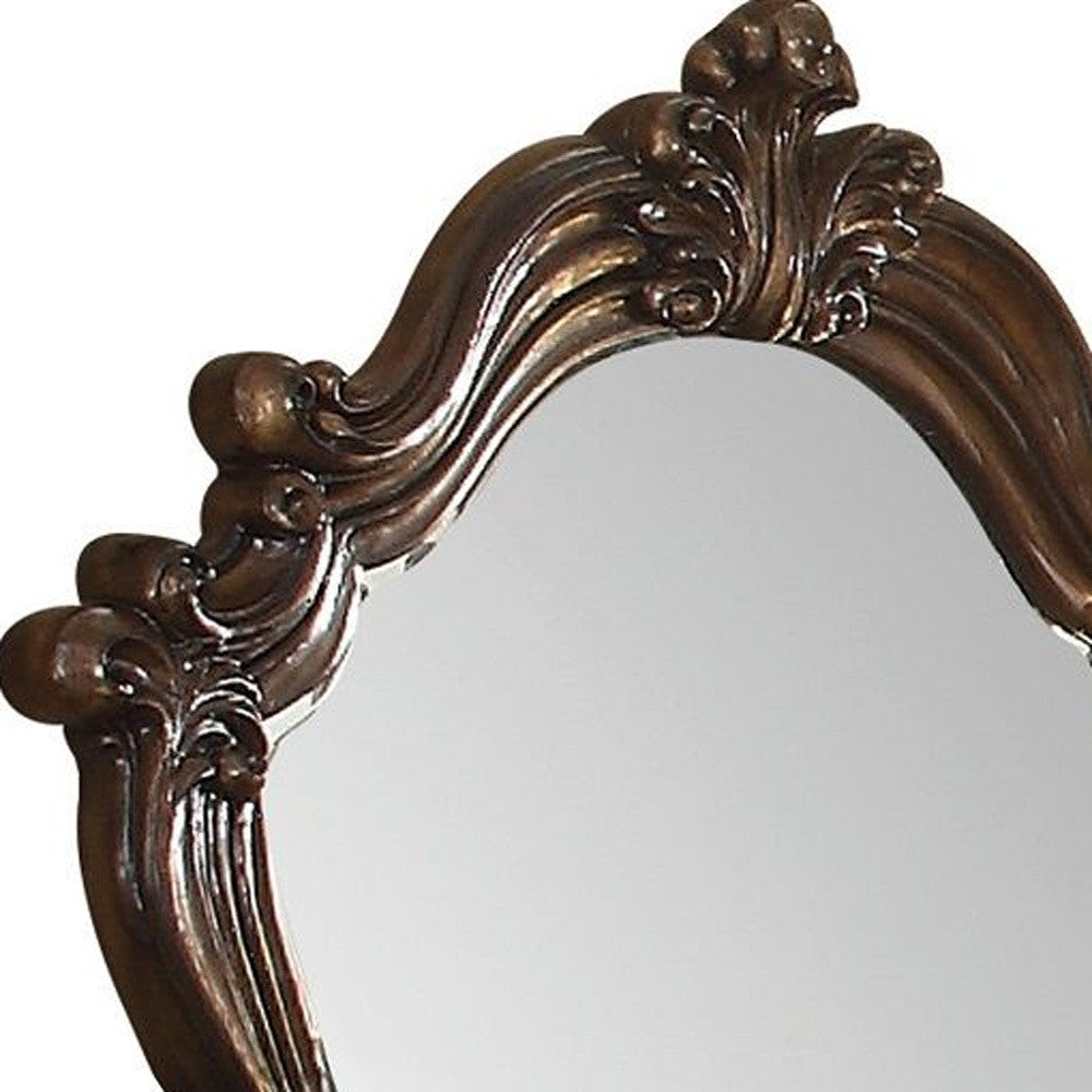 Brown Crowned top Dresser Solid Wood Mirror