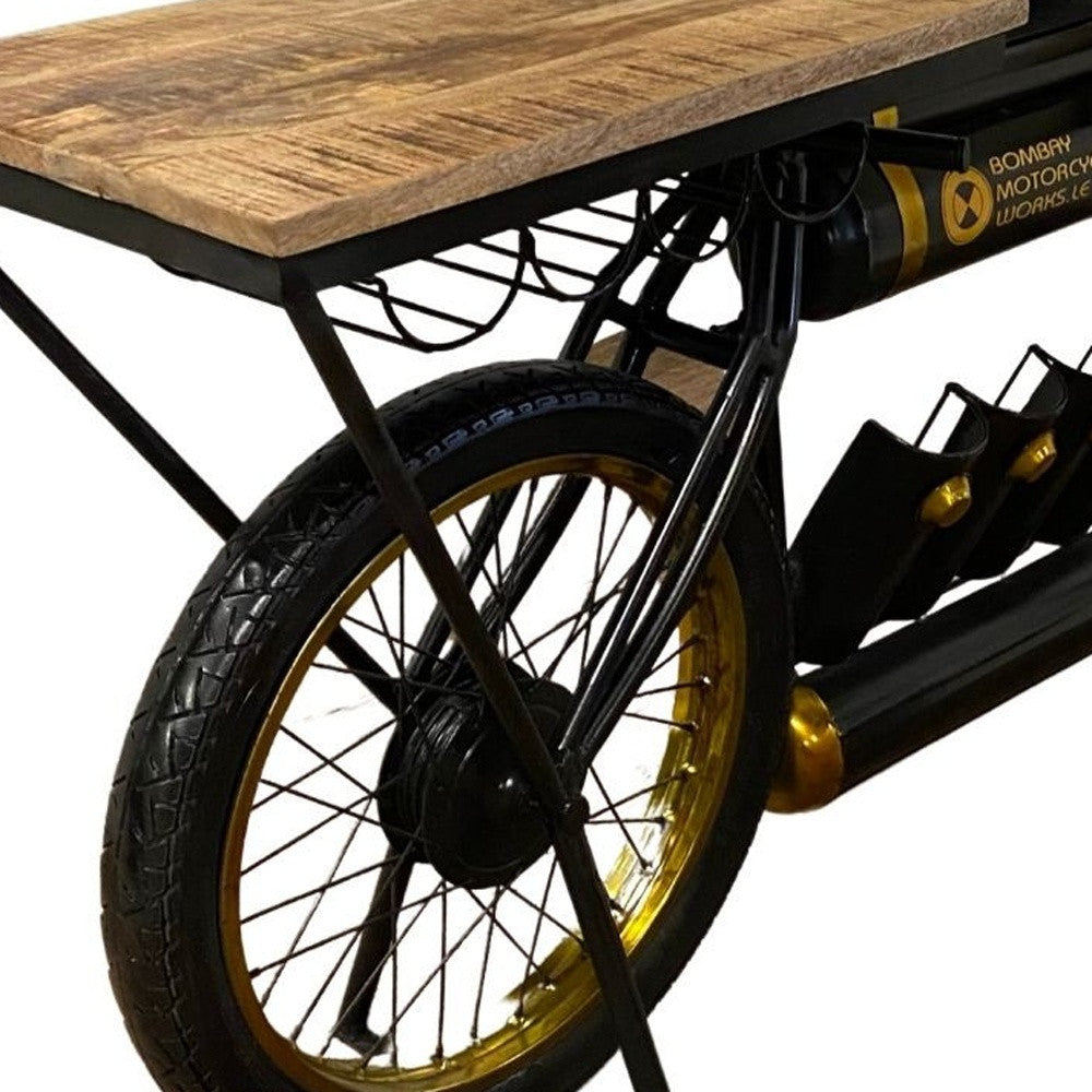 Black and Gold and Natural 16" Free form Kitchen Cart