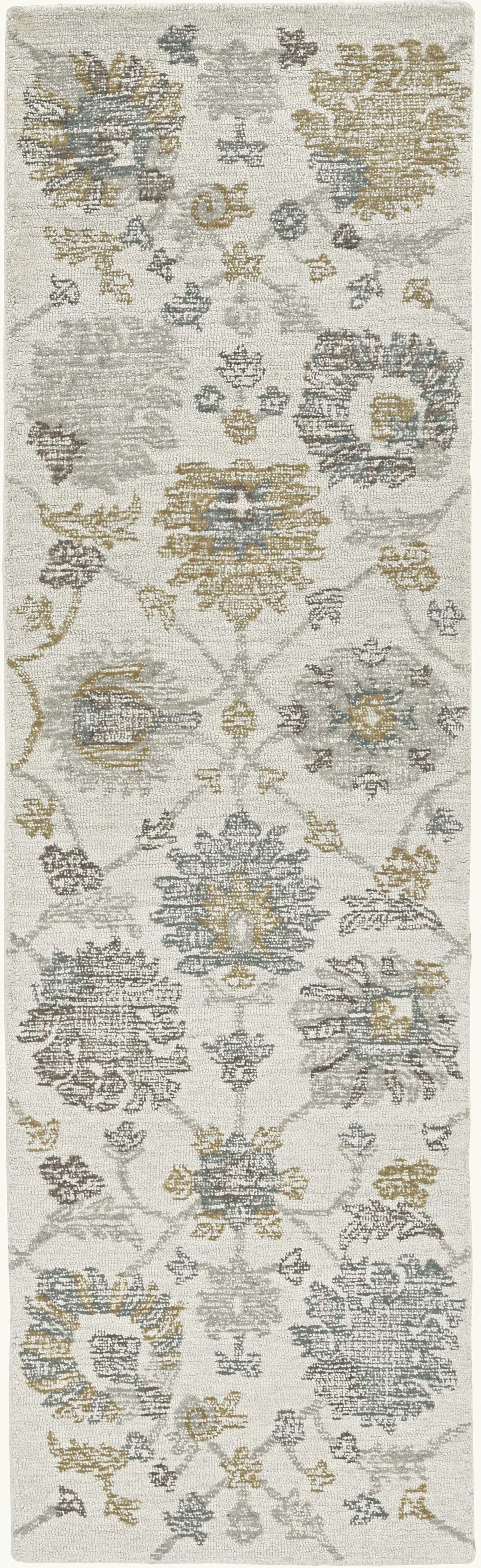 2' X 8' Ivory Floral Vine Wool Runner Rug