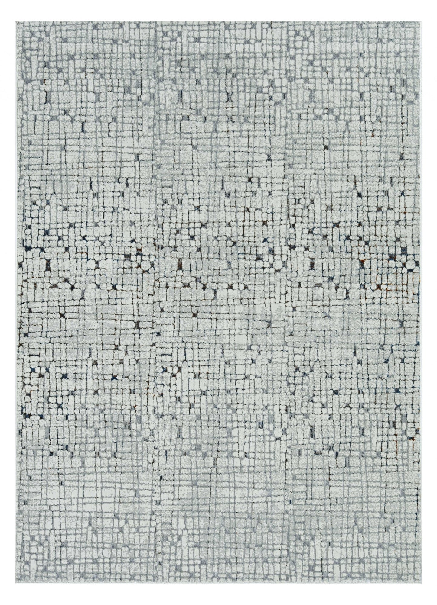 7' Grey Machine Woven Abstract Lines Indoor Runner Rug