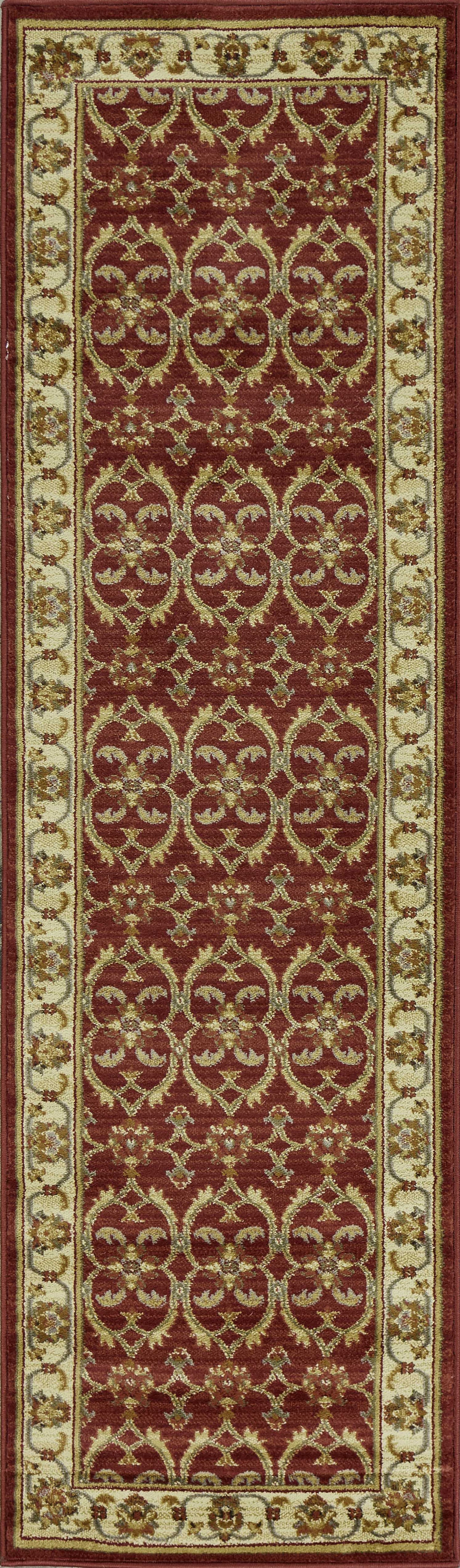 63" X 91" Red Or Ivory Polypropylene Rug