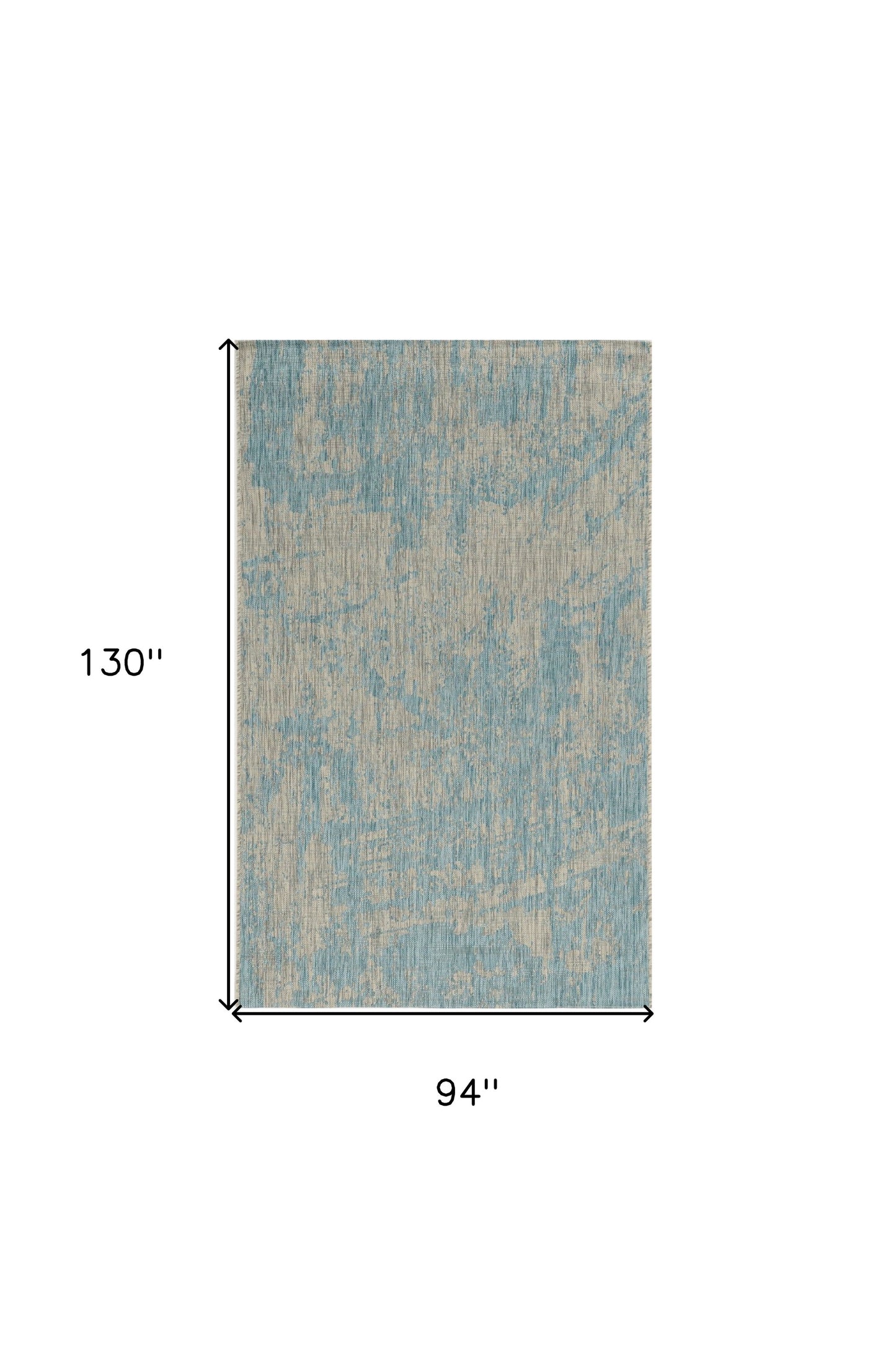 3'X5' Teal Machine Woven Uv Treated Abstract Brushstroke Indoor Outdoor Area Rug